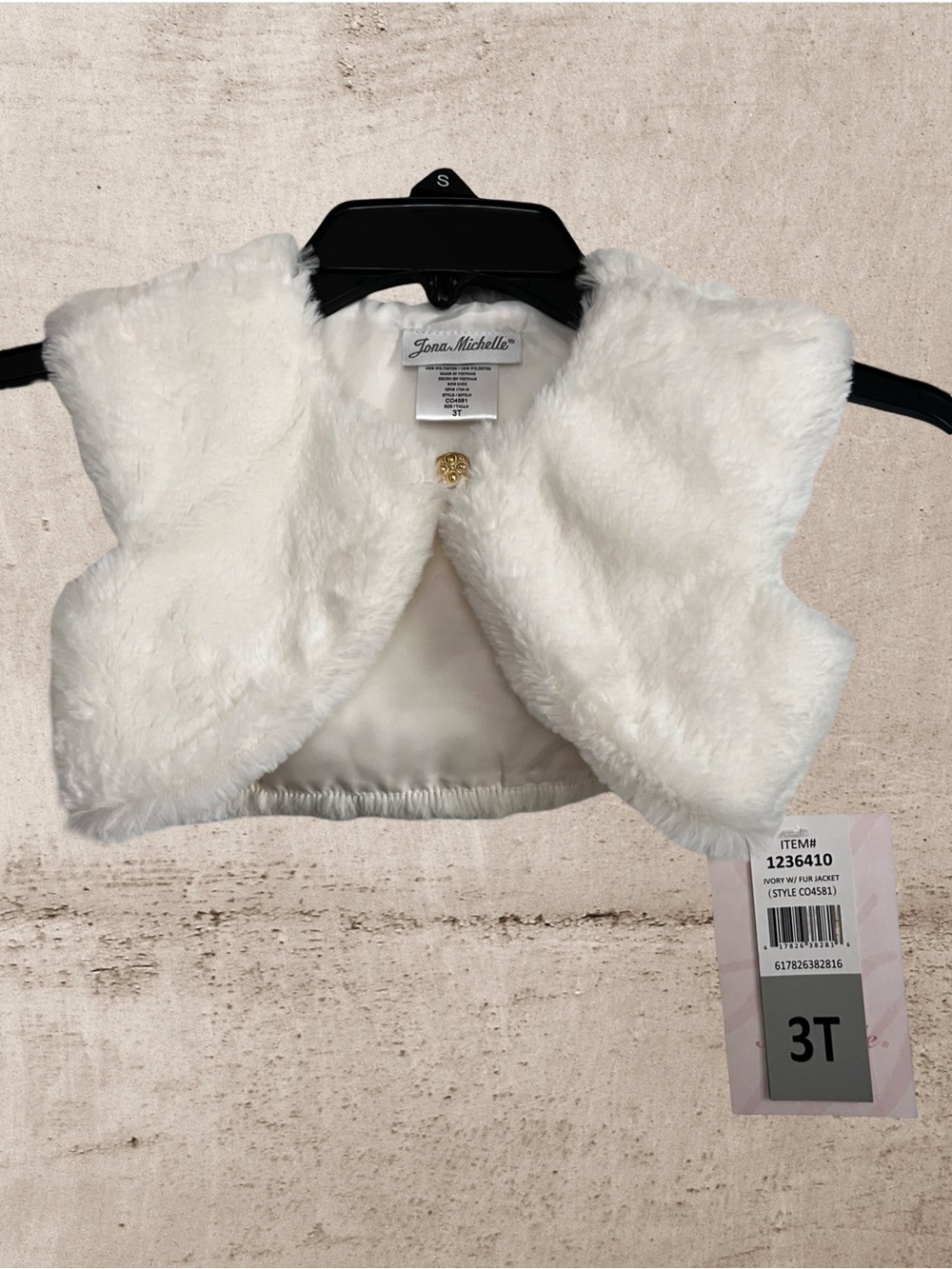 Adorable Jona Michelle Girls' White Faux Fur Bolero Shrug